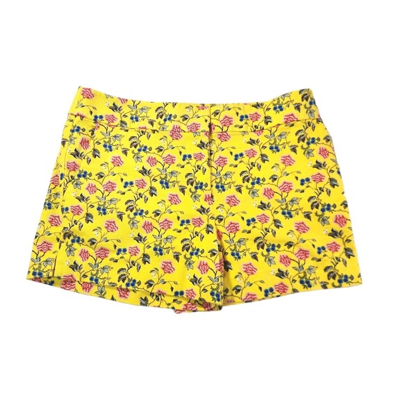 LOFT Riviera Shorts Size 8 Butter Yellow Tweed Floral Bird Print 4” Inseam Boho - Picture 2 of 12